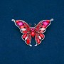 Discount! Silver Butterfly Brooch with Crystals in Red, Pink, and White, 37×60 mm +