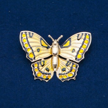 Discount! Golden metal butterfly brooch with enamel, 40x60mm +