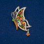 Sale! Gold-tone Butterfly Brooch with gold-tone, green and yellow crystals, 38x60 mm +