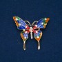 Discount! Butterfly Brooch in gold-tone metal, enamel and white crystals 48x54mm +