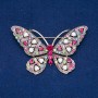 Discount! Butterfly Brooch in gold-tone metal, multicolored crystals 46x70mm +