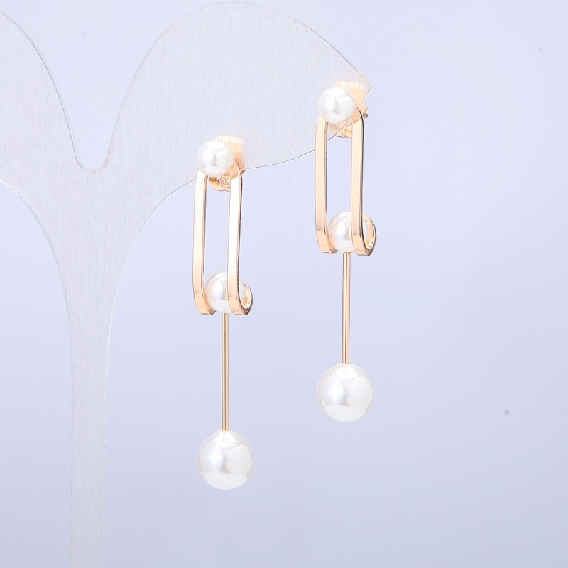 Xuping Earrings 18K Gold Plating with Majorca Pearls, diameter 47x6 mm +