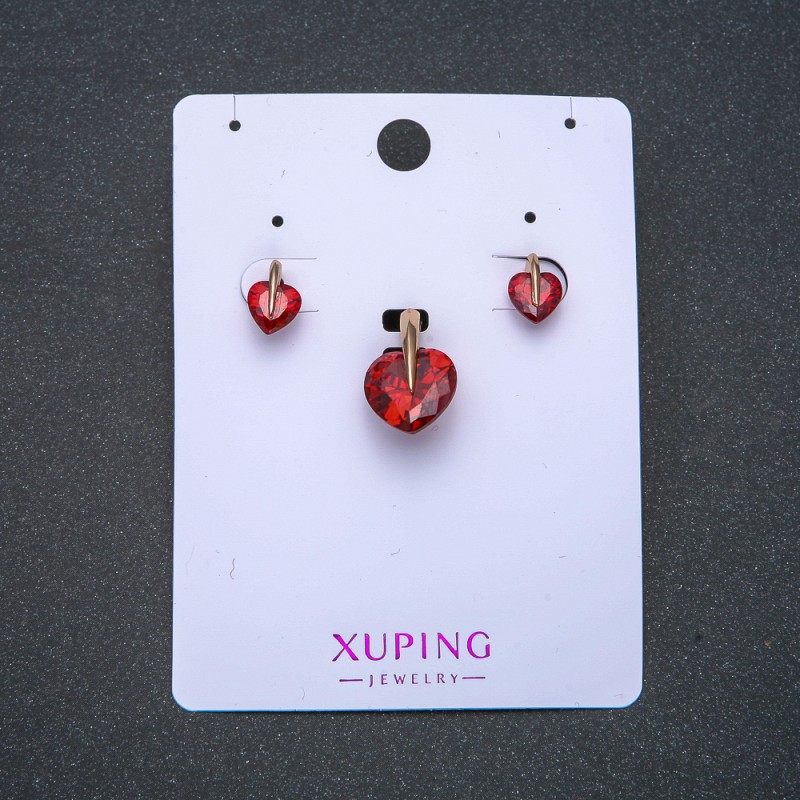 Discount! Xuping Earrings and Pendant Set 'Red Hearts' 18K Gold Plating with Red Hearts 7x10mm 18x12mm
