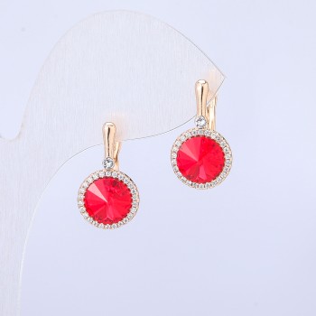 Xuping Earrings with 18K Gold Plating, Swarovski Crystals and White Rhinestones, Diameter 19x10 mm +