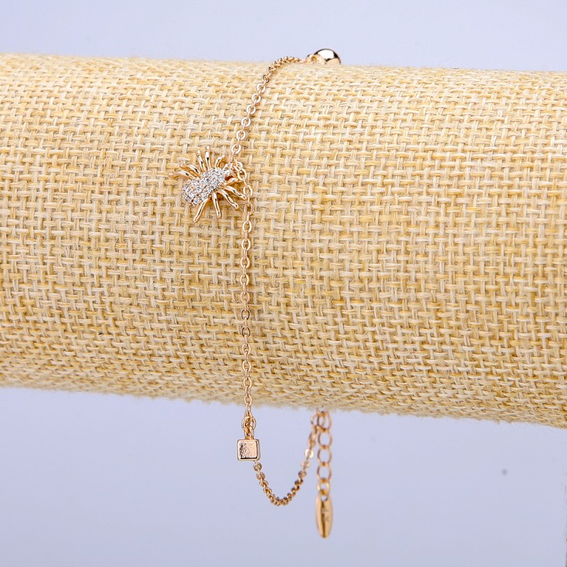 Xuping 18K Gold-Plated Bracelet with White Crystals, 1 mm Thick, Length 18–21 cm