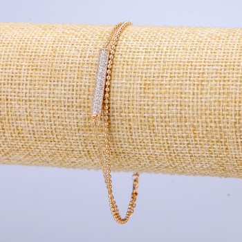 Xuping Bracelet, 18K Gold Plating, with White Crystals, 3 mm Thick, Length 18–21 cm