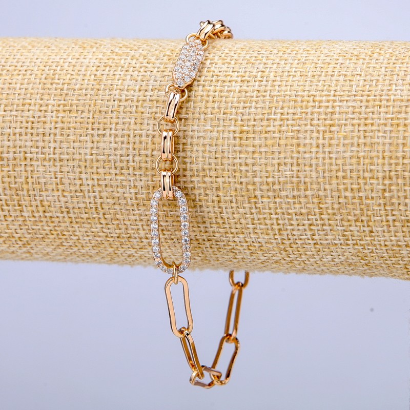 Xuping Bracelet 18K Gold Plating with White Crystals