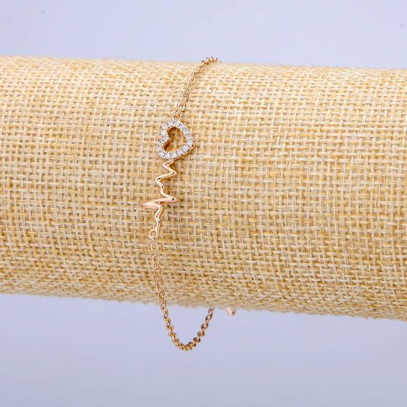 Xuping Bracelet 18K Gold Plating with White Crystals, 1 mm Thick, 17–20 cm Long