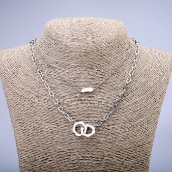 Xuping chain with Rhodium pendant, 4.5 mm and 1.5 mm thicknesses, 48 cm long