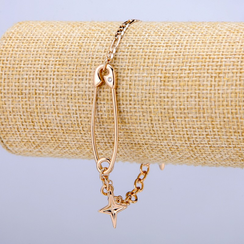 Xuping Bracelet 18K Gold Plating with White Crystal, thickness 4.8 mm + -, length 20 cm +