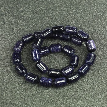 Beads on a thread Aventurine Blue Sand Cairo Night (pressed) Barrel, diameter 10×14mm + -, length 39cm +
