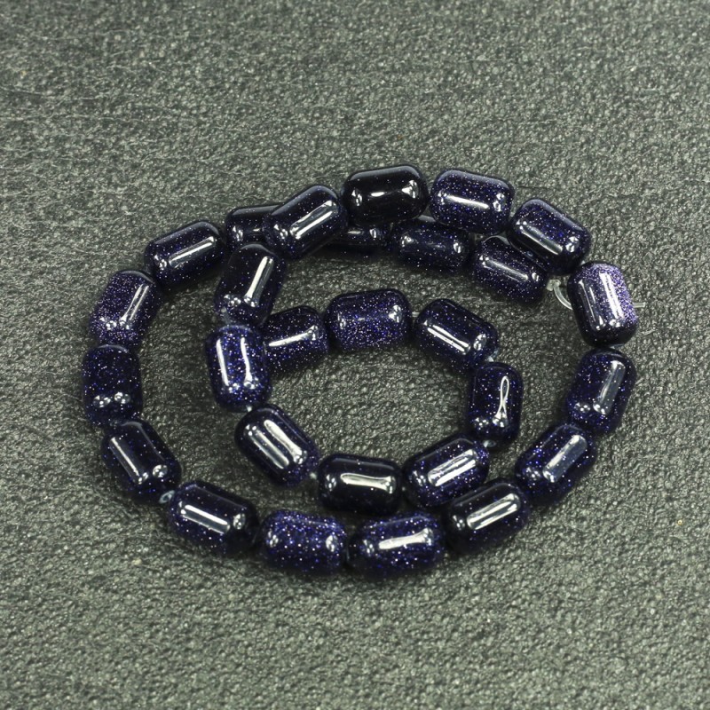 Beads on a thread Aventurine Blue Sand Cairo Night (pressed) Barrel, diameter 10×14mm + -, length 39cm +