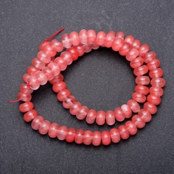 Beads on a thread of natural chalcedony, smooth rondel, 8x5mm diameter +/-, length 40cm +/-
