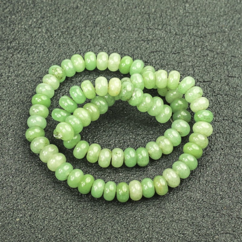 Natural Jade Beads on Thread, Smooth Rondelles, Diameter 8x5 mm, Length 40 cm +/-