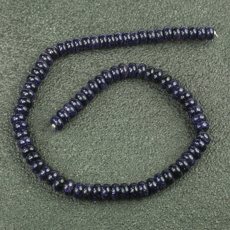 Beads on a Thread Aventurine Blue Sand Night of Cairo (synthetic) Smooth Rondel, 8×5 mm, 40 cm length