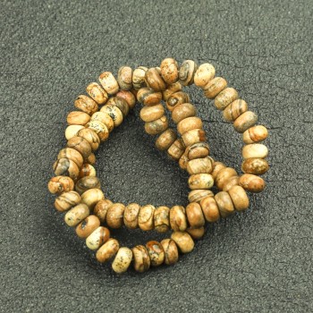 Beads on a thread of natural stone Landscape Jasper, smooth rondel, 8x5 mm +/-, length 40 cm +/-