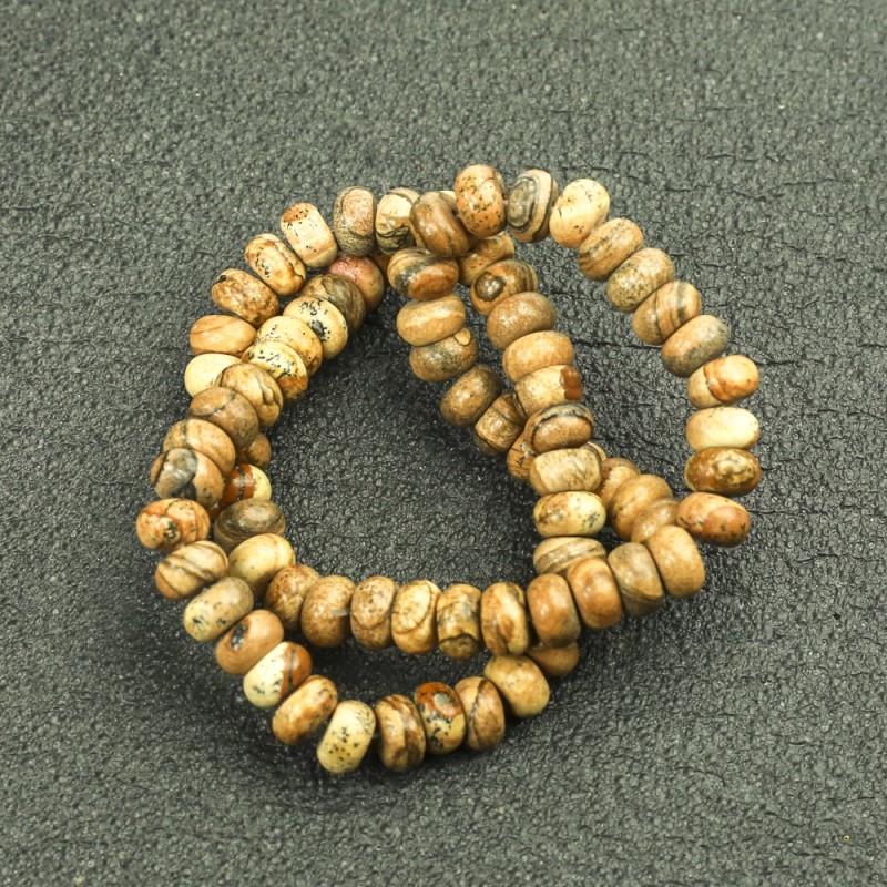 Beads on a thread of natural stone Landscape Jasper, smooth rondel, 8x5 mm +/-, length 40 cm +/-