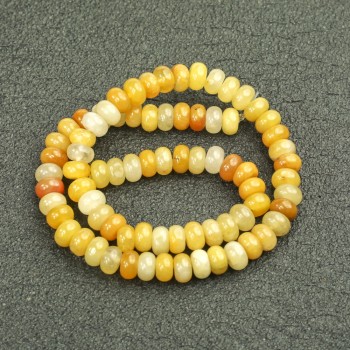 Yellow agate beads on a cord of natural stone, smooth rondel, 8×5 mm, 40 cm length