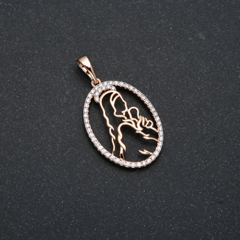 Xuping Pendant 18K Gold Plating Icon with White Crystals, diameter 34×18 mm +