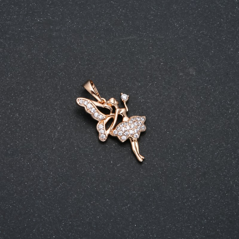 Pendant Xuping 18K Gold Plating Fairy with White Crystals, diameter 25×14 mm +