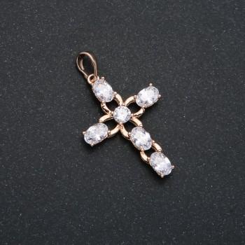 Pendant Xuping 18K Gold Plating Cross with White Crystals, 35×20 mm diameter +