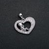 Xuping Rhodium-Plated Baby Heart Pendant with White Crystals, diameter 23x21 mm +