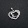 Xuping Rhodium-Plated Baby Heart Pendant with White Crystals, diameter 23x21 mm +