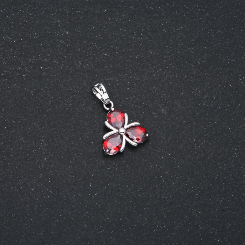 Pendant Xuping Rhodium with Red Crystals, diameter 22x15 mm +