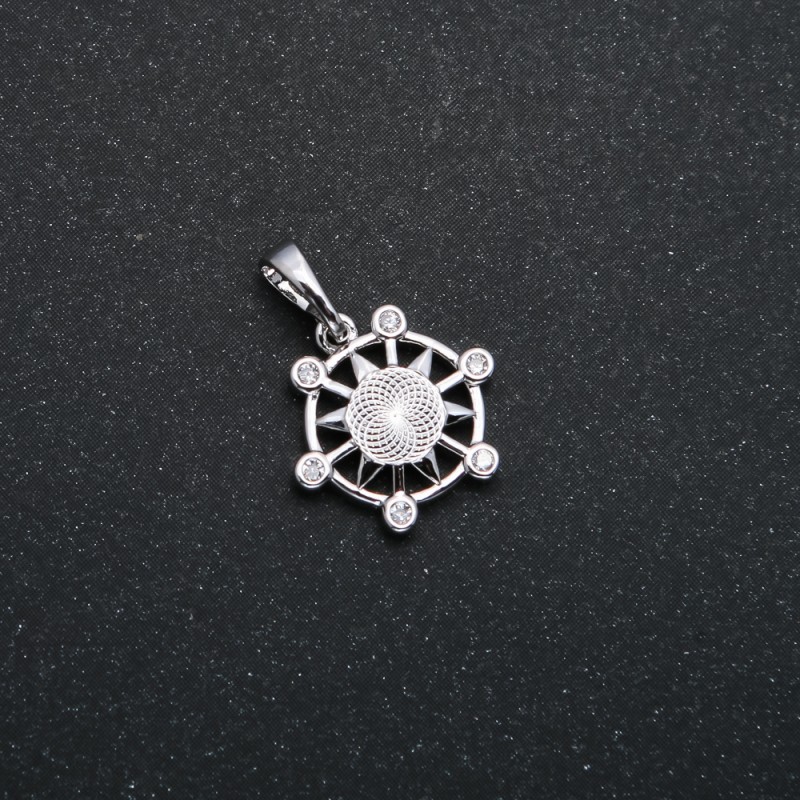 Pendant Xuping rhodium-plated with white rhinestones, diameter 19x14 mm +