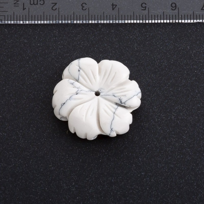 Flower Findings with Chalcedony, natural stone, 29mm diameter
