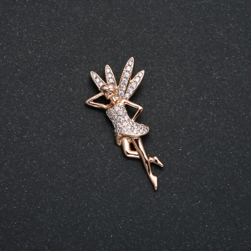 Xuping Pendant with 18K Gold Plating, 'Fairy' with White Crystals, diameter 30x14 mm +