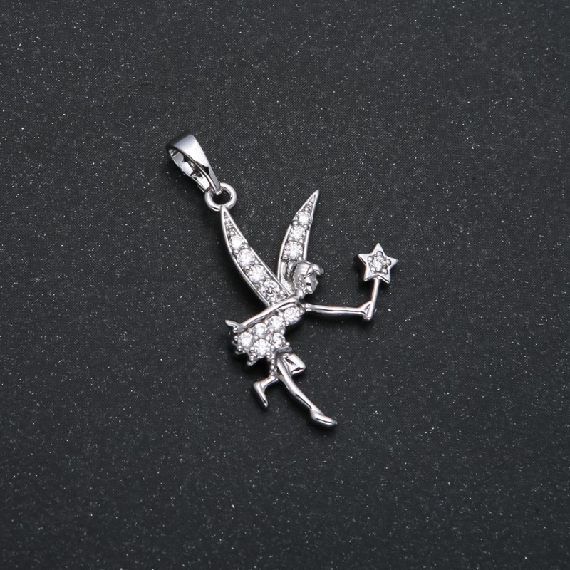 Pendant Xuping Rhodium Fairy with White Crystals, 32×18 mm diameter +