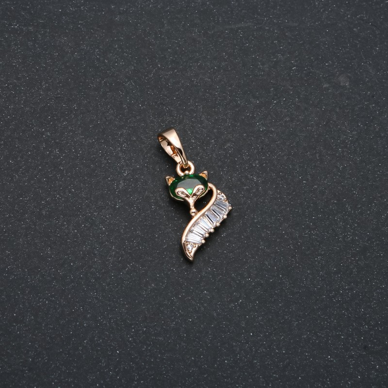 Xuping Pendant with 18K Gold Plating and White and Green Crystals, 20×10 mm