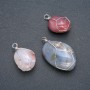 Pendant in a silver-plated weave with natural smoky agate, diameter 30x22 mm+