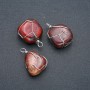 Pendant in a silver-plated weave with natural Red Jasper, diameter 32x22mm+