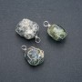 Pendant in a silver weave with natural Ocean Jasper, diameter 32×22 mm+