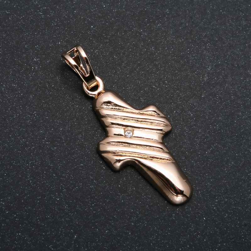 Xuping 18K Gold-Plated Cross Pendant with White Rhinestone, 35x14 mm +