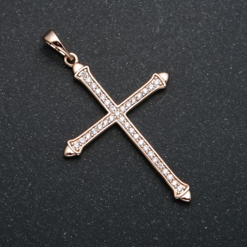 Pendant Xuping 18K Gold Plated Cross with White Crystals, diameter 40x25 mm +