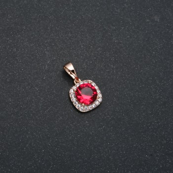 Xuping Pendant with 18K Gold Plating, Red Crystal and White Rhinestones, Diameter 17x10 mm +