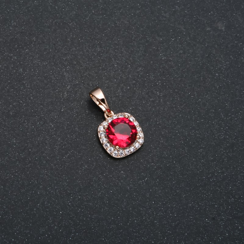 Xuping Pendant with 18K Gold Plating, Red Crystal and White Rhinestones, Diameter 17x10 mm +