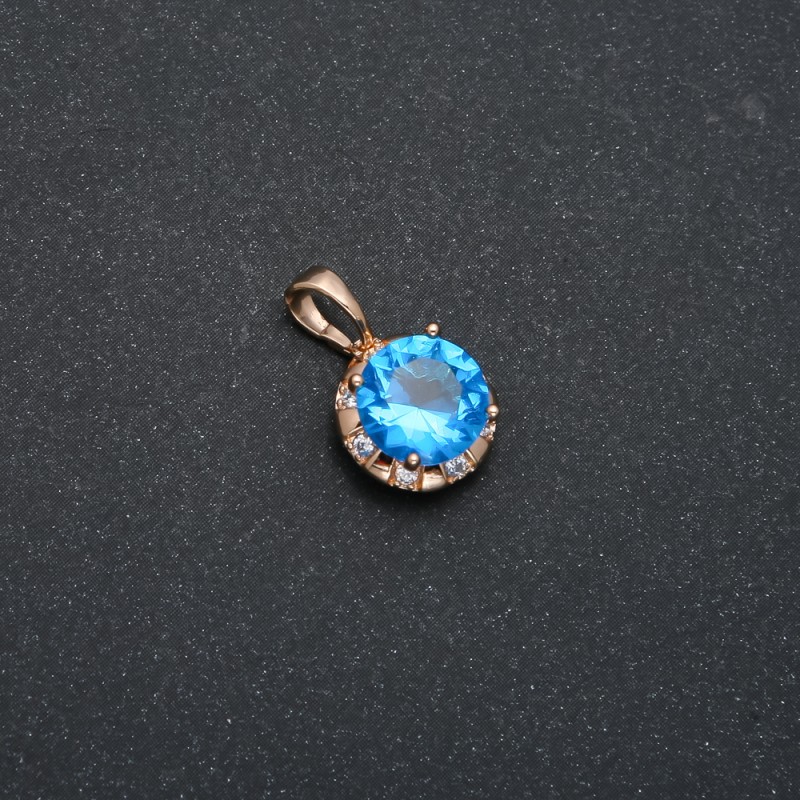 Xuping 18K Gold-Plated Pendant with Blue Crystal and White Rhinestones, diameter 18x12 mm +