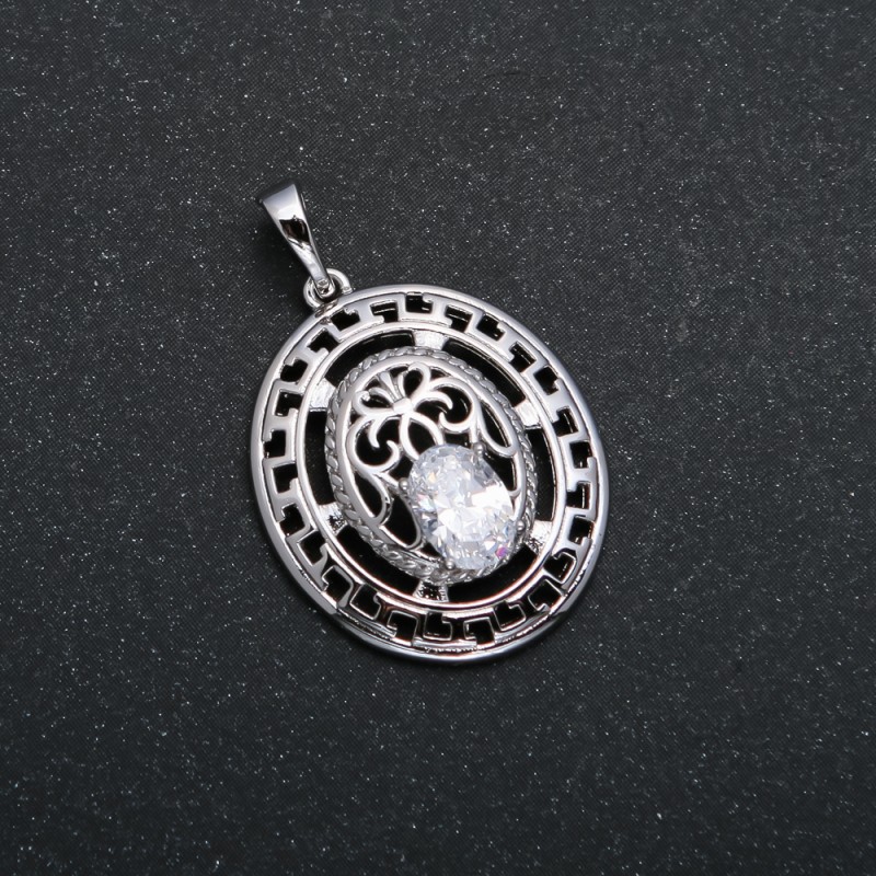 Pendant Xuping Rhodium with White Crystal, diameter 29x19mm +