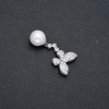 Xuping Rhodium-plated Pendant with Pearl and White Crystals, diameter 32x14 mm +