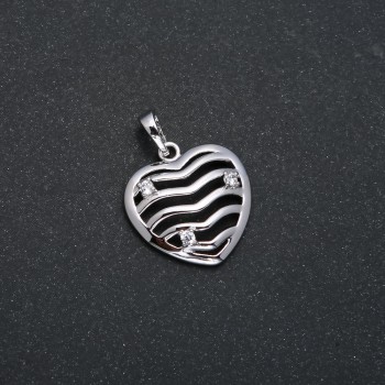 Pendant Xuping Rhodium Heart with White Crystals, diameter 25x18 mm +