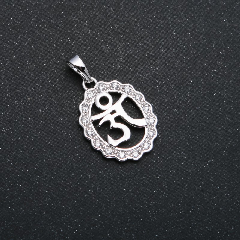 Xuping Rhodium-Plated Pendant with White Crystals, diameter 24x15 mm +