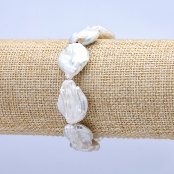 Elastic Bracelet with Baroque Pearls, diameter 22x15 mm, length 18 cm