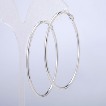 Xuping Rhodium-Plated Hoop Earrings, Thickness 2.1 mm, Diameter 51 mm