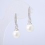 Xuping Earrings: 18K Gold-Plated Ball Stud Earrings with White Seed Bead and White Crystals, 10mm Diameter, 31mm Length