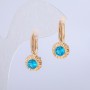 Xuping Earrings 18K Gold Plating with Blue Crystal, diameter about 10.5 mm + -, length about 24 mm +