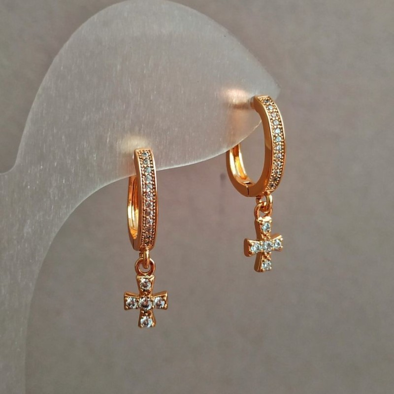 Earrings Xuping 18K Gold Plating with White Stones, length 24 mm +